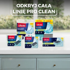Zmywak profilowany z enzymami Vileda Pro Clean 3 szt. - Linia Pro Clean